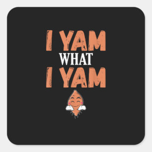 Sticker Carré Je Yam Ce Que Je Yam Thanksgiving Turquie Day Drôl