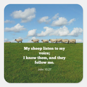 Sticker Carré Jean 10:27, verset Écriture