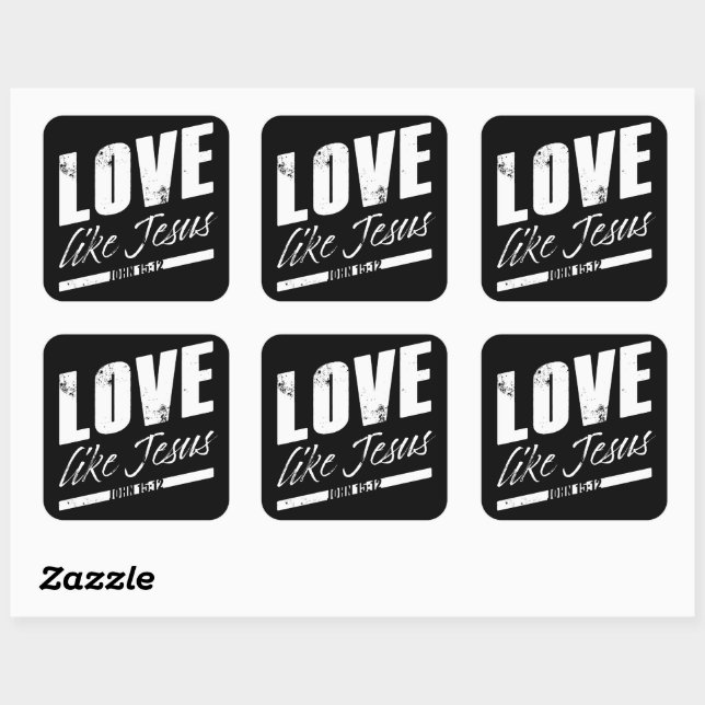 Sticker Carré Jean 15:12 Amour Comme JÉSUS - Hommes Femmes Enfan (Feuille)