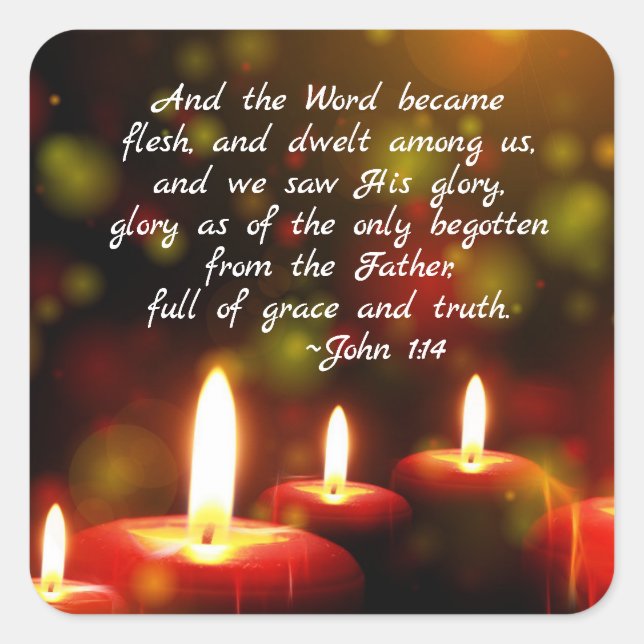 Sticker Carré Jean 1:14 Le Mot Est Devenu Écriture De Fleurs Noë (Devant)