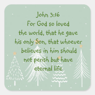 Sticker Carré Jean 3:16 Car Dieu a tant aimé le monde Noël 