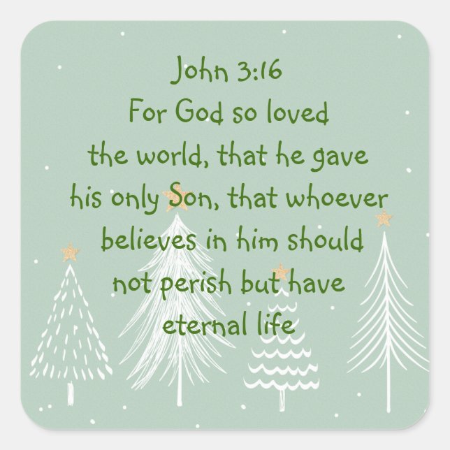 Sticker Carré Jean 3:16 Car Dieu a tant aimé le monde Noël (Devant)