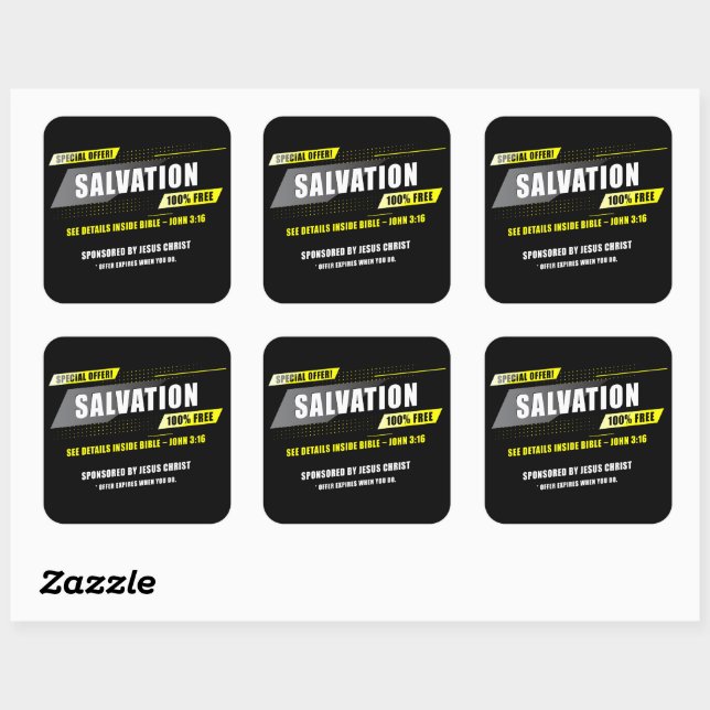 Sticker Carré Jean 3:16 Salvation Offre spéciale 100% GRATUIT Jé (Feuille)