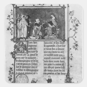 Sticker Carré Jean de Joinville offrant son livre sur St Louis