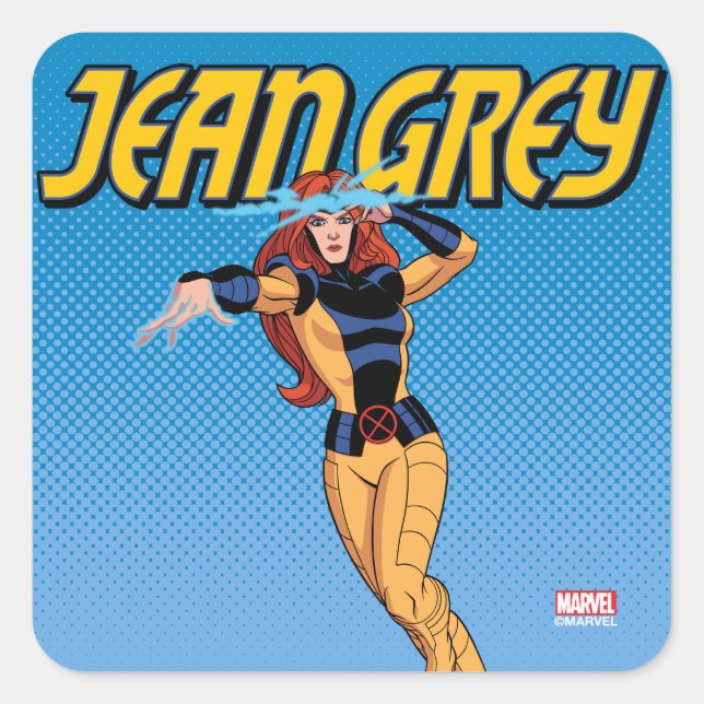 Sticker Carré Jean Grey Pose de caractères (Devant)