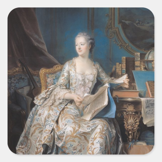 Sticker Carré Jeanne Poisson la marquise de Pompadour, 1755 (Devant)