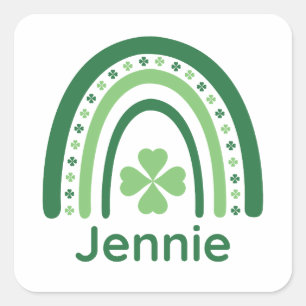 Sticker Carré Jennie Nom Clover Boho Rainbow