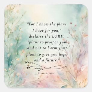 Sticker Carré Jérémie 29:11 Image du couplet de la Bible
