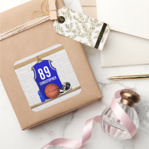 Sticker Carré Jersey Blue and White Basketball