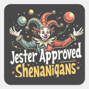 Sticker Carré Jester Approuvé Shenanigans Circus Clown