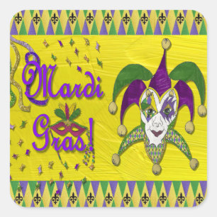 Sticker Carré Jester Mask Mardi Gras Arlequin