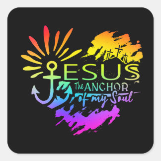 Sticker Carré Jesus Anchor of My Soul – Heart Cross