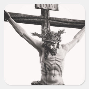 STICKER CARRÉ JÉSUS CHRIST CRUCIFIÉ SUR LA CROIX