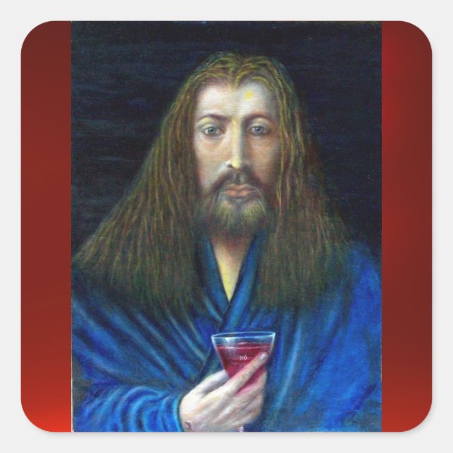 STICKER CARRÉ JÉSUS CHRIST, LA CHALICE (Devant)