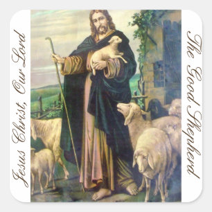 STICKER CARRÉ JÉSUS-CHRIST, NOTRE SEIGNEUR THE GOOD SHEPHERD