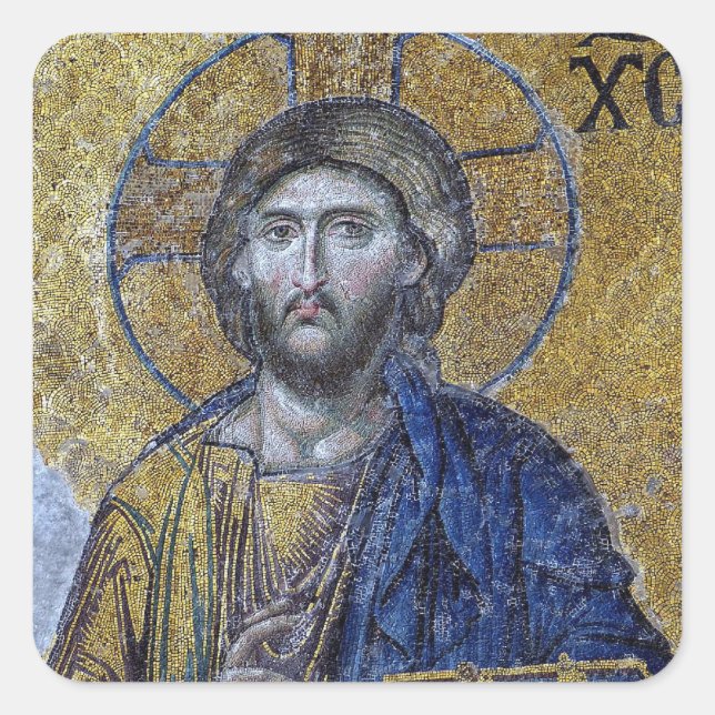 Sticker Carré Jésus Christ Orthodoxe Icône chrétienne (Devant)