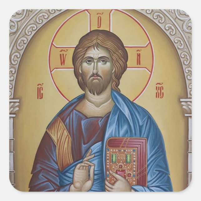 Sticker Carré Jésus Christ Orthodoxe Icône chrétienne (Devant)
