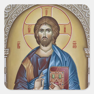 Sticker Carré Jésus Christ Orthodoxe Icône chrétienne