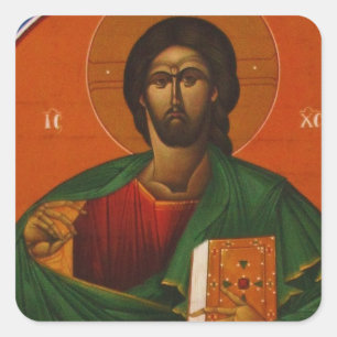 Sticker Carré Jésus Christ Orthodoxe Icône chrétienne