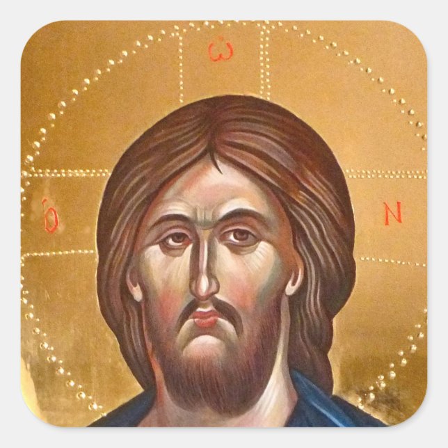 Sticker Carré Jesus Christ Pantocrator Painting (Devant)