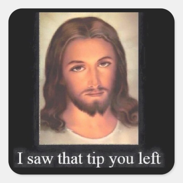 Sticker Carré Jésus conseils 20% (Devant)