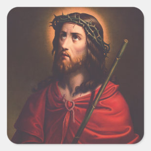 Sticker Carré Jésus couronné d'épines