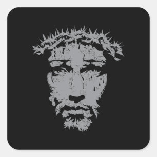 Sticker Carré Jésus est Dieu   Visage de Jésus