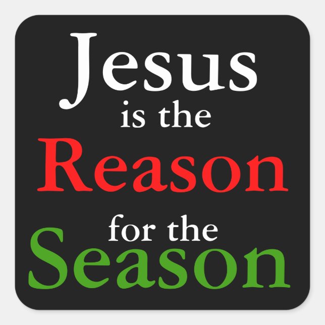 Sticker Carré Jésus est la raison de la saison de Noël (Devant)