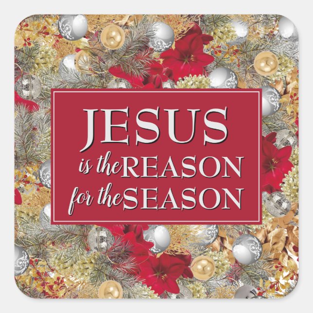 Sticker Carré JÉSUS EST LA RAISON DE Noël (Devant)