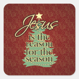 Sticker Carré Jésus est la raison de Noël chrétien