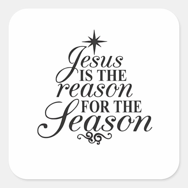 Sticker Carré Jésus Est La Raison Pour La Saison Noël (Devant)