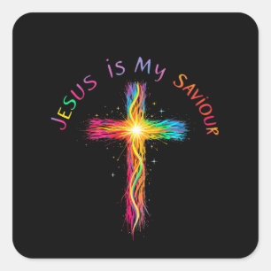 Sticker Carré Jésus est mon Sauveur Un rappel fidèle de l'amour