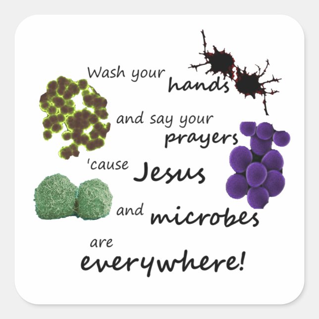 Sticker Carré Jésus et les microbes (Devant)