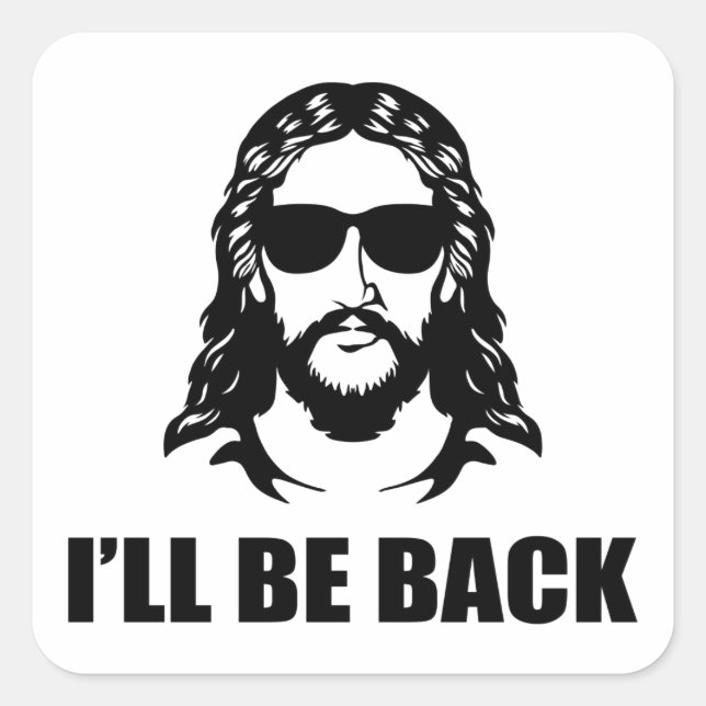 Sticker Carré Jésus, je serai de retour (Devant)