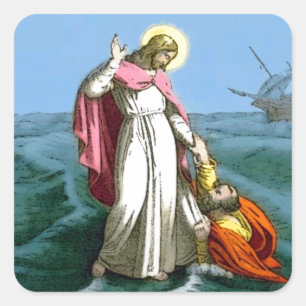 Sticker Carré Jésus marchant sur l'eau