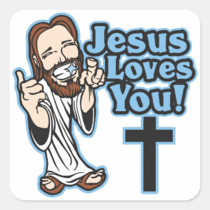 Sticker Carré Jésus t'aime