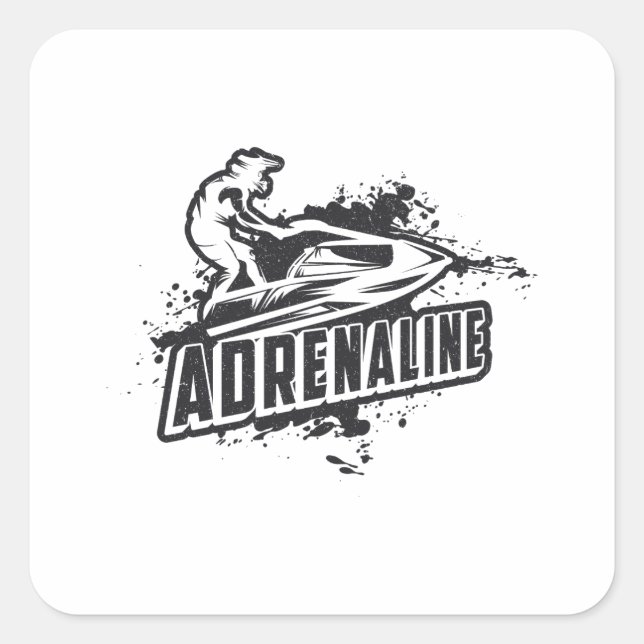 Sticker Carré Jet Ski Jet Ski Adrénaline Sports nautiques Jetski (Devant)