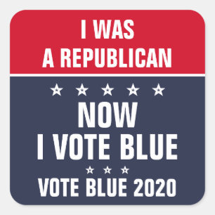 Sticker Carré J'étais républicain, maintenant je vote bleu 2020