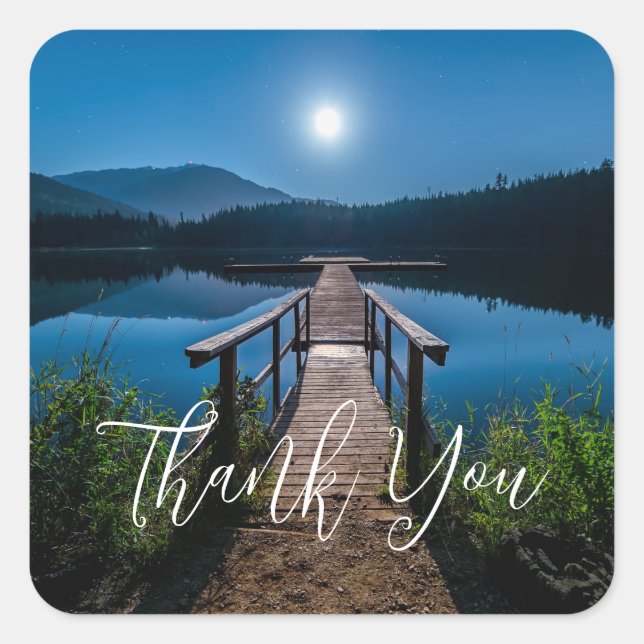 Sticker Carré Jetée à la nuit sous un Merci de Pleine lune (Devant)