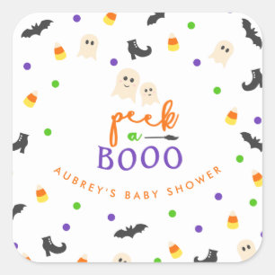 Sticker Carré Jeter un oeil à un Boo Halloween Baby shower théma