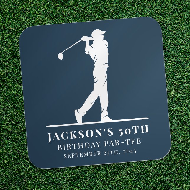 Sticker Carré Jeu d'Anniversaire de Golf de la Marine (Créateur téléchargé)