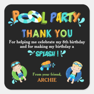 Sticker Carré Jeu de billard Jour d'anniversaire Merci préféré