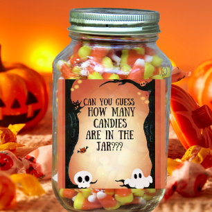 Sticker Carré jeu de bonbons pour invités à une fête d'Halloween