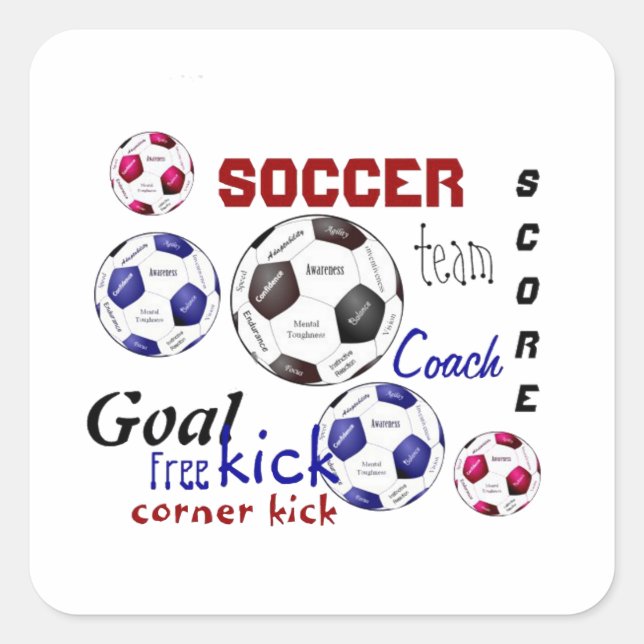 Sticker Carré Jeu De Football Motivationnel, Mots Sportifs (Devant)