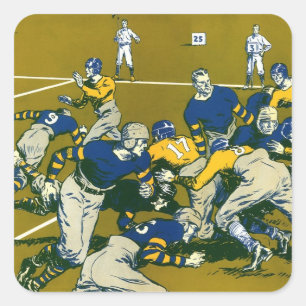Sticker Carré Jeu de football sportif vintage, équipes or contre