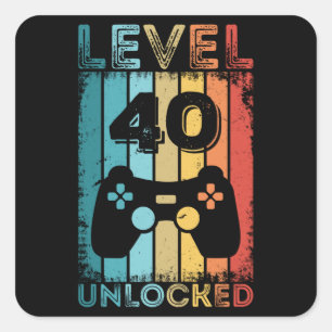 Sticker Carré Jeu de niveau 40 Déverrouillé 40e anniversaire G