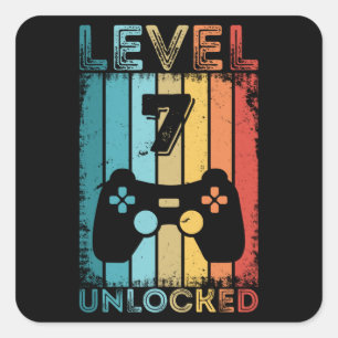 Sticker Carré Jeu de niveau 7 déverrouillé 7e anniversaire Gam