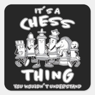 Sticker Carré Jeu d'échecs Joueur d'échecs Jeu cadeau