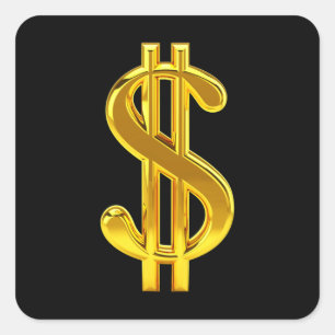 Sticker Carré Jeu en or cool dollar