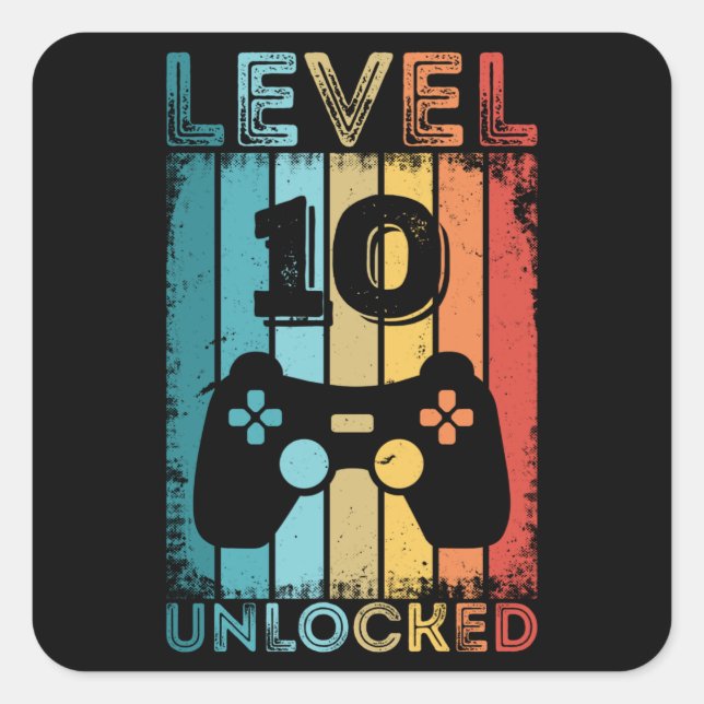 Sticker Carré Jeu niveau 10 déverrouillé 10e anniversaire Jeu ca (Devant)